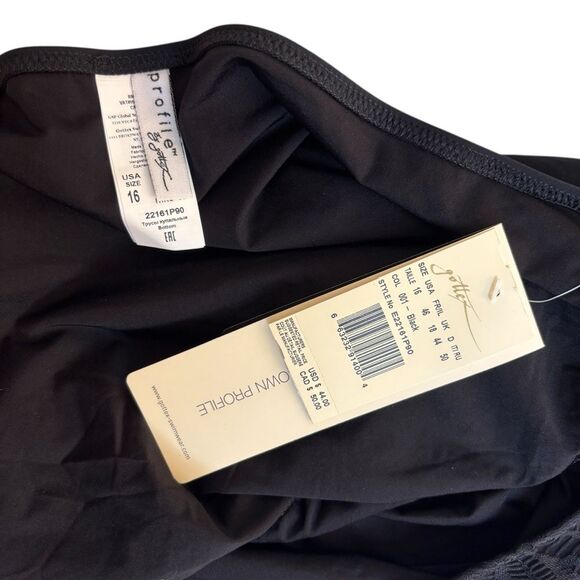 Profile By Gottex Black High Waist Full Coverage Bikini Bottoms Size 16 NEW $44 - Picture 3 of 6